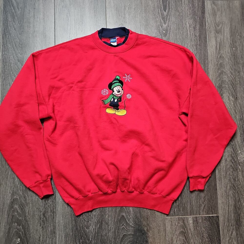 Vintage Disney Mickey Mouse Christmas Sweatshirt XL 90s disney